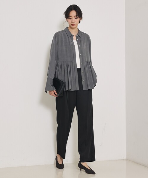 qualite（カリテ）の「【ウエストゴムで楽ちん×オシャレ】センタープレスカルゼイージーパンツ/オフィスカジュアル/夏服/秋服（その他パンツ・レディース・ブラウン/カーキ/ブラック・36/38/40/34）」の19枚目の写真