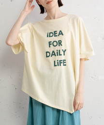 ロゴプリントフレア袖イレヘムTシャツ