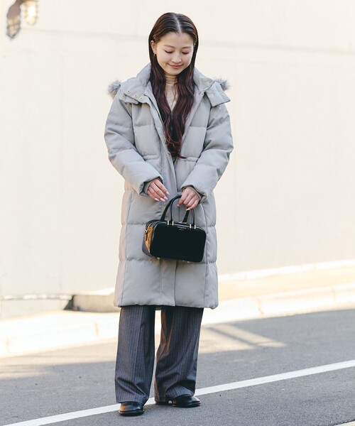 ZETT by BEAMS DESIGN フード付きロングコート フード付きブラックロングコート