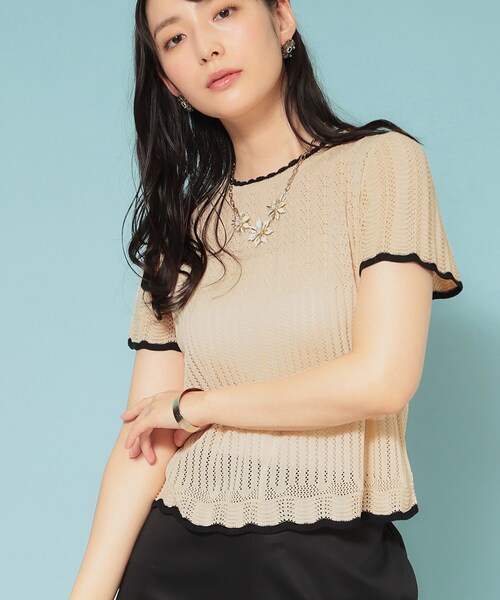 美品 unminou アンミヌ スカラップニットカラートップス 襟取り外し可 美品 unminou アンミヌ スカラップニットカラートップス 襟