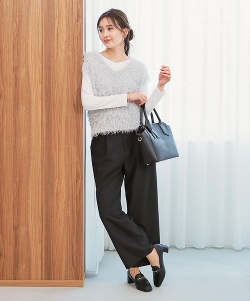 GLACIER lusso（グラシアルッソ）の「ノンステッチＶネックＴ（Tシャツ/カットソー・レディース・モカ/ホワイト/ブルーグリーン/ブラック・S/M/LL/L）」の11枚目の写真