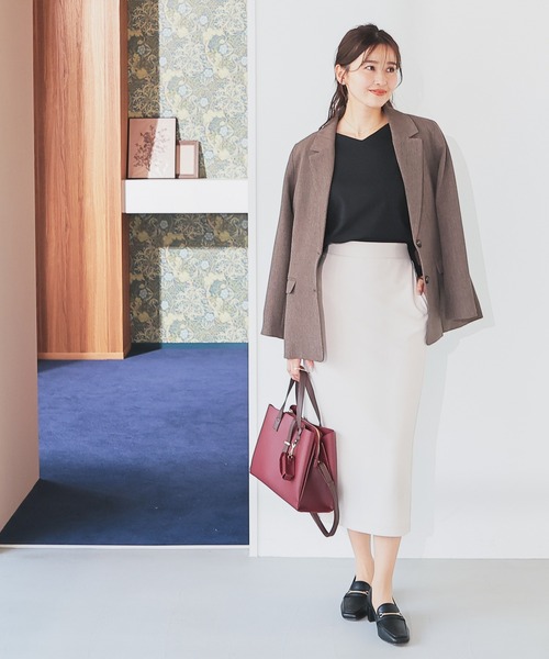 GLACIER lusso（グラシアルッソ）の「ノンステッチＶネックＴ（Tシャツ/カットソー・レディース・モカ/ホワイト/ブルーグリーン/ブラック・S/M/LL/L）」の15枚目の写真