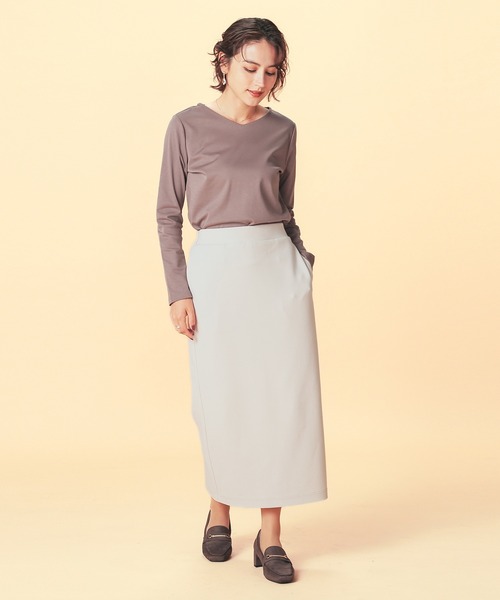 GLACIER lusso（グラシアルッソ）の「ノンステッチＶネックＴ（Tシャツ/カットソー・レディース・モカ/ホワイト/ブルーグリーン/ブラック・S/M/LL/L）」の22枚目の写真