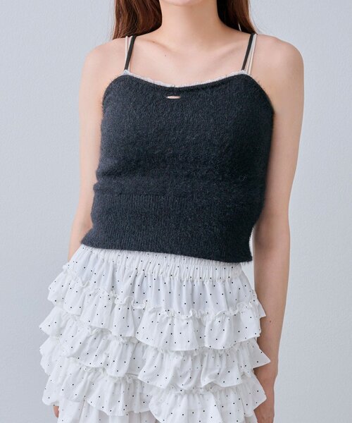 OLIVE des OLIVE（オリーブデオリーブ）の「胸レースニットキャミ（キャミソール・レディース・オフホワイト/サックスブルー/ブラック/ピンク・FREE）」の18枚目の写真