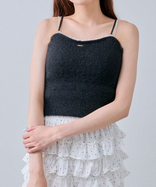 OLIVE des OLIVE（オリーブデオリーブ）の「胸レースニットキャミ（キャミソール・レディース・オフホワイト/サックスブルー/ブラック/ピンク・FREE）」の19枚目の写真