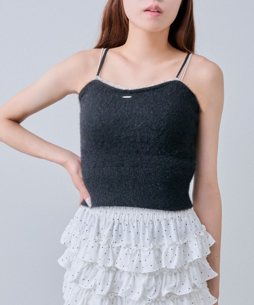 OLIVE des OLIVE（オリーブデオリーブ）の「胸レースニットキャミ（キャミソール・レディース・オフホワイト/サックスブルー/ブラック/ピンク・FREE）」の8枚目の写真