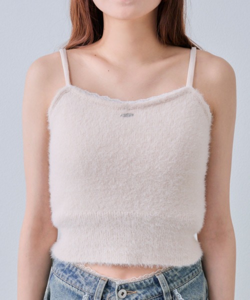 OLIVE des OLIVE（オリーブデオリーブ）の「胸レースニットキャミ（キャミソール・レディース・オフホワイト/サックスブルー/ブラック/ピンク・FREE）」の10枚目の写真