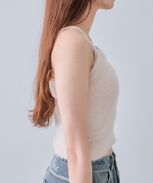 OLIVE des OLIVE（オリーブデオリーブ）の「胸レースニットキャミ（キャミソール・レディース・オフホワイト/サックスブルー/ブラック/ピンク・FREE）」の11枚目の写真