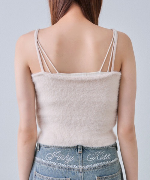 OLIVE des OLIVE（オリーブデオリーブ）の「胸レースニットキャミ（キャミソール・レディース・オフホワイト/サックスブルー/ブラック/ピンク・FREE）」の12枚目の写真