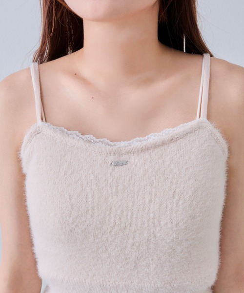 OLIVE des OLIVE（オリーブデオリーブ）の「胸レースニットキャミ（キャミソール・レディース・オフホワイト/サックスブルー/ブラック/ピンク・FREE）」の14枚目の写真