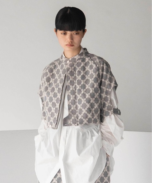 mintdesigns(ミントデザインズ)の「MIX CHECK LITTLE JACKET(ブルゾン・レディース・ホワイト/ブラック・ONESIZE)」の1枚目の写真