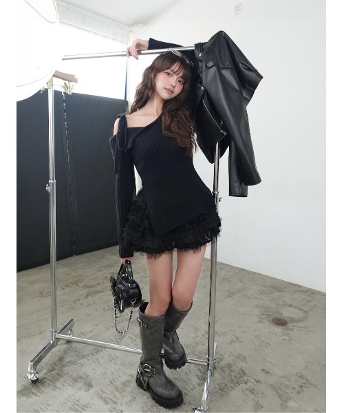 Darich ダーリッチ ランダムフリルニットセットアップ BLK ブラック F Darich（ダーリッチ）の「ランダムフリルニットセットアップ