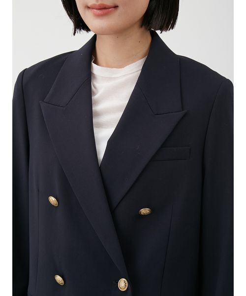 専用◎ミラオーウェン　金釦ダブルブレストロングブレザー　ダークネイビー ミラ オーウェン Mila Owen 金釦ダブルブレストロングブレザー
