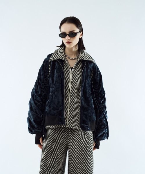 seytoサイズ2 / クラッシュベロアギャザーブルゾン Crush velour gather blouson / クラッシュベロアギャザーブルゾン