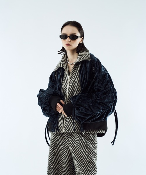seyto(セイト)の「Crush velour gather blouson / クラッシュベロアギャザーブルゾン(ブルゾン・メンズ・ブラック/マスタード・2/1)」の6枚目の写真