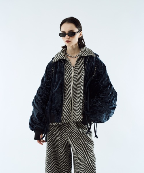 seyto(セイト)の「Crush velour gather blouson / クラッシュベロアギャザーブルゾン(ブルゾン・メンズ・ブラック/マスタード・2/1)」の8枚目の写真