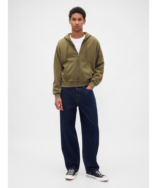 GAP(ギャップ)の「ヴィンテージソフト オーバーサイズ クロップド ジップアップパーカー(パーカー・メンズ・ブラウン/ブラック/オリーブ・XS/M/L/S/XL)」の7枚目の写真