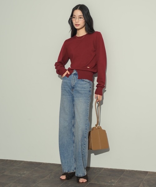 Nyatto7♡ENFOLD ウール天竺 スリットボックプルオーバーニット カノコリブ ニットプルオーバー（10-25II07-204）｜K.T キヨコ タカセ