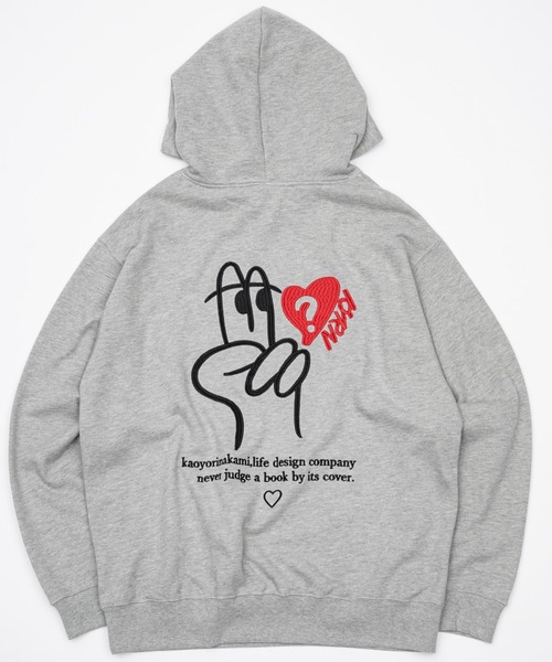 kaoyorinakami（カオヨリナカミ）の「peace hoodie / ピースフーディ（パーカー・メンズ・ネイビー/グレー/ブラック・SMALL/MEDIUM/LARGE/X-LARGE）」の2枚目の写真