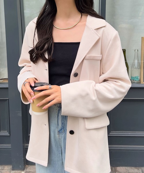 KOBE LETTUCE（コウベレタス）の「フェイクスエードジャケット（テーラードジャケット・レディース・ネイビー/キャメル/アイボリー/レッド・M）」の21枚目の写真