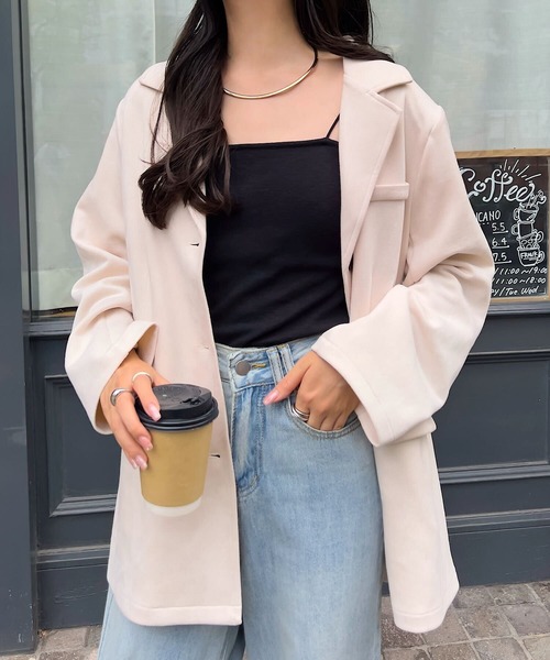 KOBE LETTUCE（コウベレタス）の「フェイクスエードジャケット（テーラードジャケット・レディース・ネイビー/キャメル/アイボリー/レッド・M）」の22枚目の写真