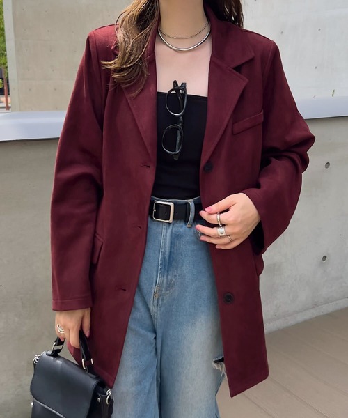 KOBE LETTUCE（コウベレタス）の「フェイクスエードジャケット（テーラードジャケット・レディース・ネイビー/キャメル/アイボリー/レッド・M）」の8枚目の写真