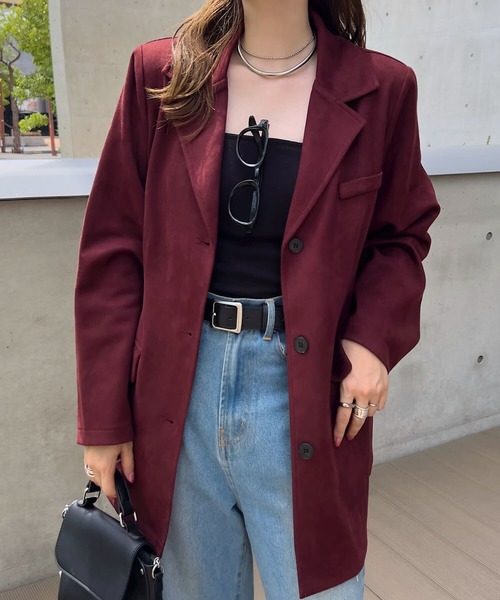 KOBE LETTUCE（コウベレタス）の「フェイクスエードジャケット（テーラードジャケット・レディース・ネイビー/キャメル/アイボリー/レッド・M）」の9枚目の写真