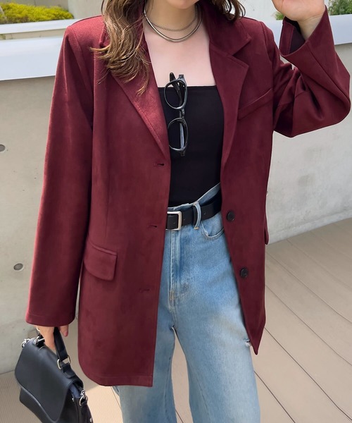 KOBE LETTUCE（コウベレタス）の「フェイクスエードジャケット（テーラードジャケット・レディース・ネイビー/キャメル/アイボリー/レッド・M）」の10枚目の写真