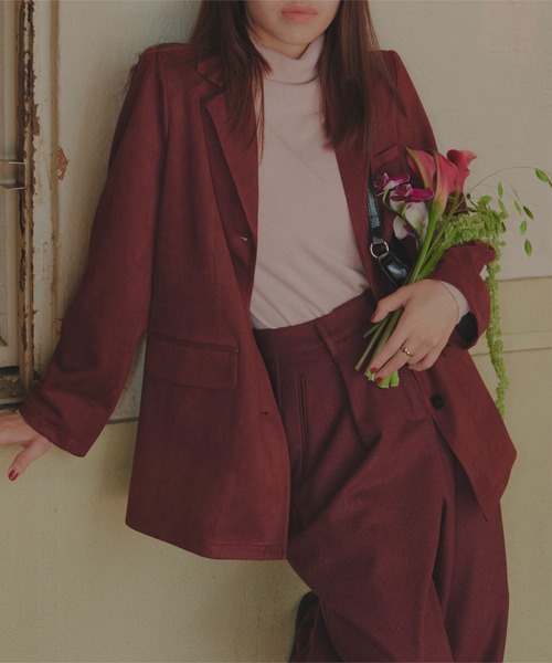 KOBE LETTUCE（コウベレタス）の「フェイクスエードジャケット（テーラードジャケット・レディース・ネイビー/キャメル/アイボリー/レッド・M）」の11枚目の写真