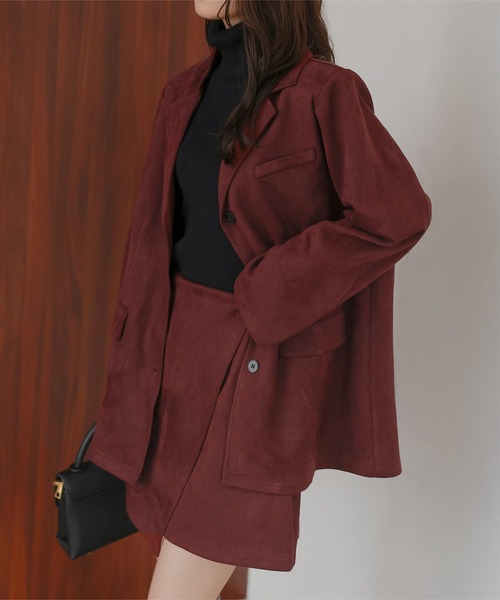 KOBE LETTUCE（コウベレタス）の「フェイクスエードジャケット（テーラードジャケット・レディース・ネイビー/キャメル/アイボリー/レッド・M）」の12枚目の写真