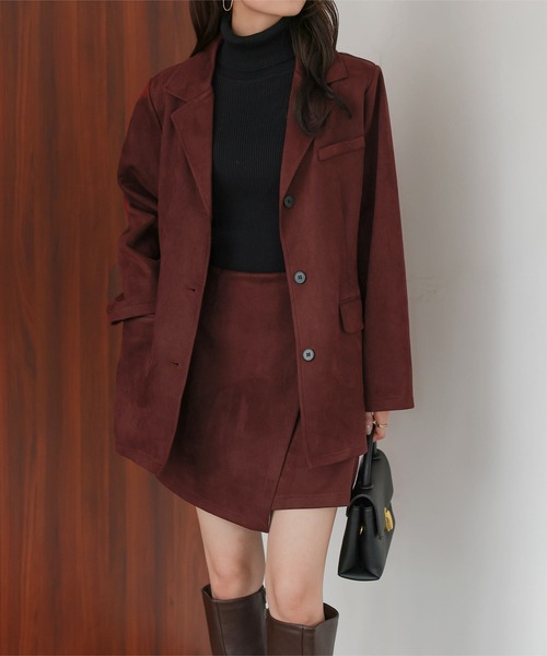 KOBE LETTUCE（コウベレタス）の「フェイクスエードジャケット（テーラードジャケット・レディース・ネイビー/キャメル/アイボリー/レッド・M）」の13枚目の写真