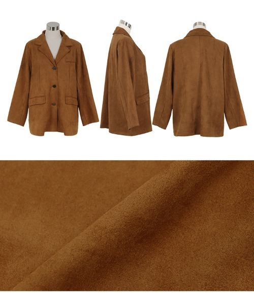 KOBE LETTUCE（コウベレタス）の「フェイクスエードジャケット（テーラードジャケット・レディース・ネイビー/キャメル/アイボリー/レッド・M）」の14枚目の写真