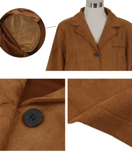 KOBE LETTUCE（コウベレタス）の「フェイクスエードジャケット（テーラードジャケット・レディース・ネイビー/キャメル/アイボリー/レッド・M）」の16枚目の写真