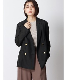 SUIT SQUARE | ダブルブレストジャケット ウォッシャブル カラミ織メッシュ 無地(テーラードジャケット)