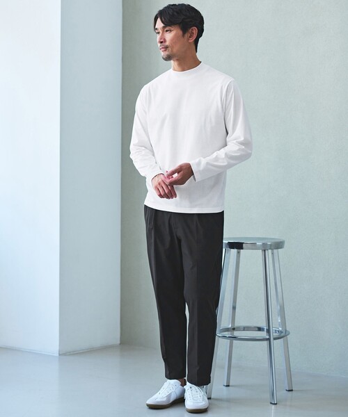 green label relaxing(グリーンレーベルリラクシング)の「【WEB限定】JUST fit デイリーモック 長袖 Tシャツ -吸水速乾・抗菌-(Tシャツ/カットソー・メンズ・ターコイズブルー系/ライム/ホワイト/ライトグレー/ブラック/ネイビー/ロイヤルブルー・M/S/XL/L)」の13枚目の写真