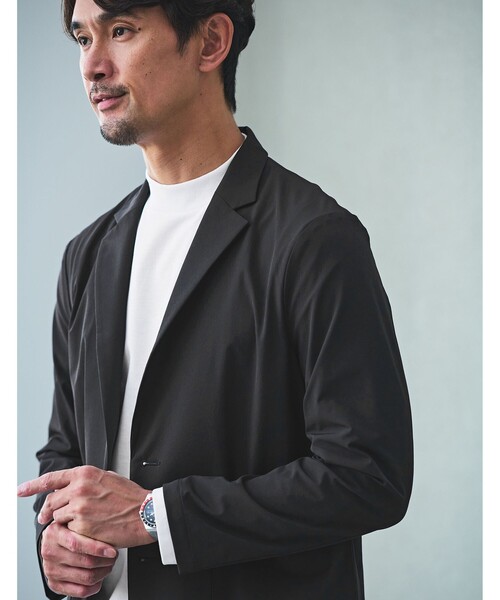 green label relaxing(グリーンレーベルリラクシング)の「【WEB限定】JUST fit デイリーモック 長袖 Tシャツ -吸水速乾・抗菌-(Tシャツ/カットソー・メンズ・ターコイズブルー系/ライム/ホワイト/ライトグレー/ブラック/ネイビー/ロイヤルブルー・M/S/XL/L)」の15枚目の写真