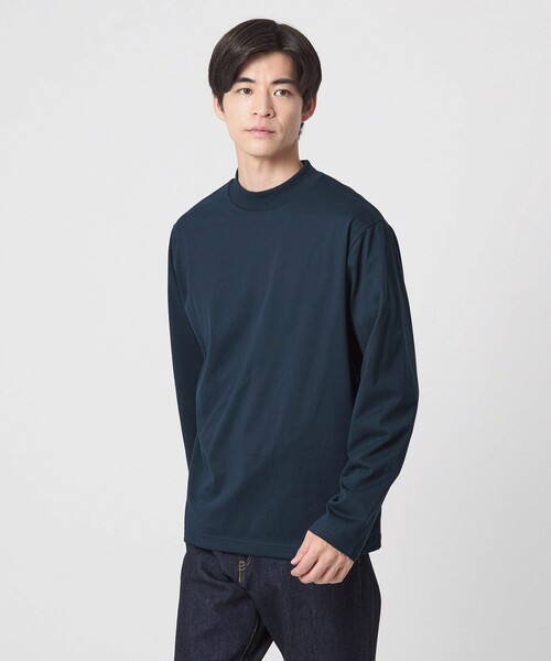 green label relaxing(グリーンレーベルリラクシング)の「【WEB限定】JUST fit デイリーモック 長袖 Tシャツ -吸水速乾・抗菌-(Tシャツ/カットソー・メンズ・ターコイズブルー系/ライム/ホワイト/ライトグレー/ブラック/ネイビー/ロイヤルブルー・M/S/XL/L)」の19枚目の写真