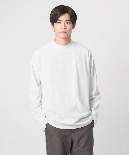 green label relaxing(グリーンレーベルリラクシング)の「【WEB限定】JUST fit デイリーモック 長袖 Tシャツ -吸水速乾・抗菌-(Tシャツ/カットソー・メンズ・ターコイズブルー系/ライム/ホワイト/ライトグレー/ブラック/ネイビー/ロイヤルブルー・M/S/XL/L)」の21枚目の写真