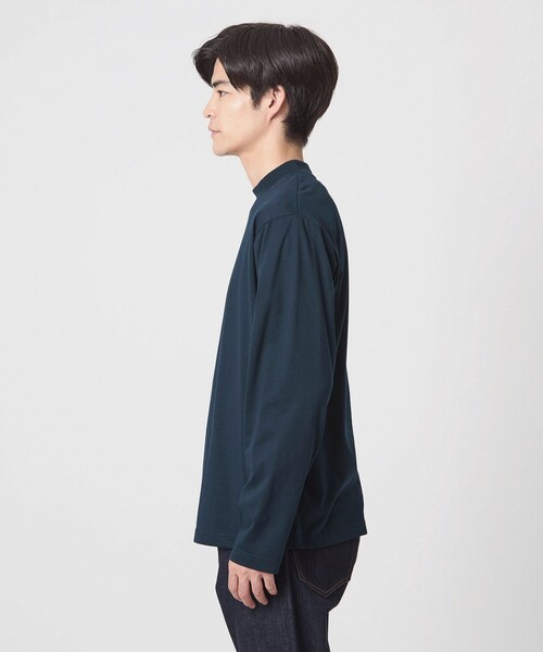 green label relaxing(グリーンレーベルリラクシング)の「【WEB限定】JUST fit デイリーモック 長袖 Tシャツ -吸水速乾・抗菌-(Tシャツ/カットソー・メンズ・ターコイズブルー系/ライム/ホワイト/ライトグレー/ブラック/ネイビー/ロイヤルブルー・M/S/XL/L)」の20枚目の写真