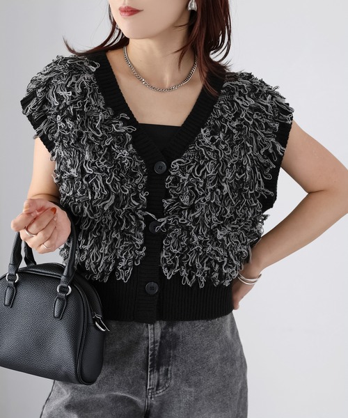 Riberry（リベリー）の「ループヤーンニットベスト（ベスト・レディース・ベージュ/オフホワイト/ブラック・FREE）」の19枚目の写真