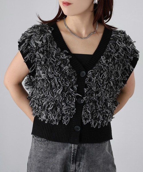 Riberry（リベリー）の「ループヤーンニットベスト（ベスト・レディース・ベージュ/オフホワイト/ブラック・FREE）」の8枚目の写真