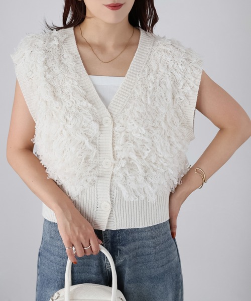 Riberry（リベリー）の「ループヤーンニットベスト（ベスト・レディース・ベージュ/オフホワイト/ブラック・FREE）」の5枚目の写真