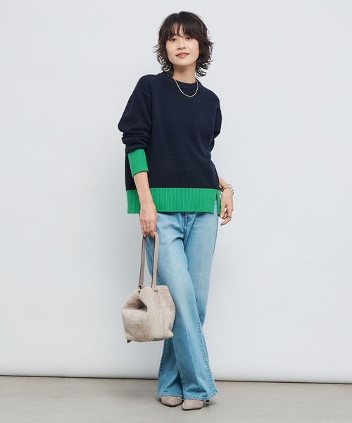 NOLLEY’S（ノーリーズ）の「5Gノアリスクルーネックプルオーバーニット（ニット/セーター・レディース・オフホワイト/イエロー/グレー系その他/ブルー系その他7/ブラウン・38）」の6枚目の写真