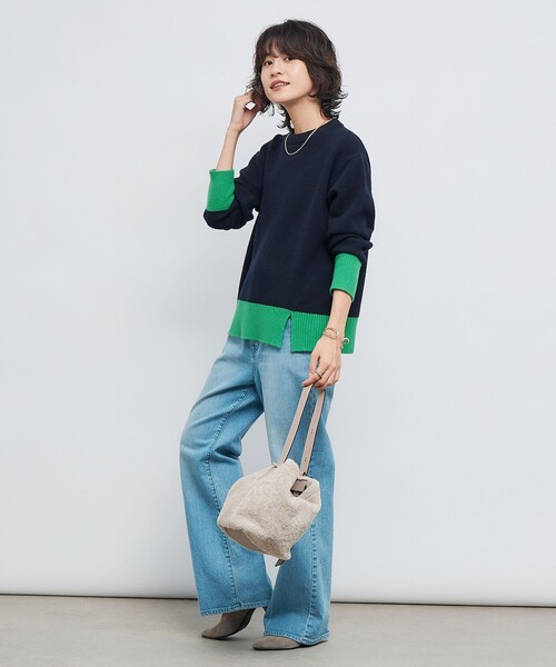 NOLLEY’S（ノーリーズ）の「5Gノアリスクルーネックプルオーバーニット（ニット/セーター・レディース・オフホワイト/イエロー/グレー系その他/ブルー系その他7/ブラウン・38）」の8枚目の写真