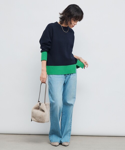 NOLLEY’S（ノーリーズ）の「5Gノアリスクルーネックプルオーバーニット（ニット/セーター・レディース・オフホワイト/イエロー/グレー系その他/ブルー系その他7/ブラウン・38）」の9枚目の写真