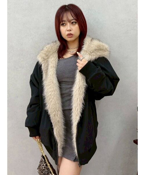 evris エヴリス リバーシブルボアフードブルゾン エヴリス EVRIS リバーシブルフードボアブルゾン （ブラウン） -靴