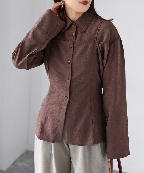 Riberry（リベリー）の「マルチWAYキャミ＆ショート丈シャツセット（シャツ/ブラウス・レディース・ブラック/ブラウン/チャコールグレー・FREE）」の11枚目の写真