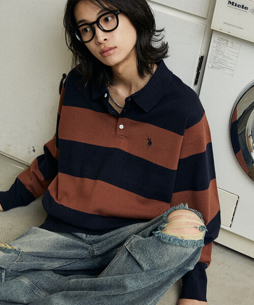 U.S. POLO ASSN.（ユーエスポロアッスン）の「U.S. POLO ASSN./ユーエスポロアッスン 別注 SWEAT LIKE KNIT POLO/スウェットライクニットポロシャツ(限定展開)（ニット/セーター・メンズ・ブルー系その他/ネイビー/ブラック/チャコールグレー/グレー/ブラック系その他・LARGE/MEDIUM/SMALL）」の6枚目の写真