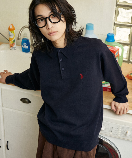 U.S. POLO ASSN.（ユーエスポロアッスン）の「U.S. POLO ASSN./ユーエスポロアッスン 別注 SWEAT LIKE KNIT POLO/スウェットライクニットポロシャツ(限定展開)（ニット/セーター・メンズ・ブルー系その他/ネイビー/ブラック/チャコールグレー/グレー/ブラック系その他・LARGE/MEDIUM/SMALL）」の11枚目の写真