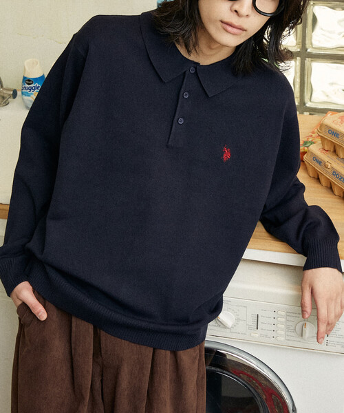 U.S. POLO ASSN.（ユーエスポロアッスン）の「U.S. POLO ASSN./ユーエスポロアッスン 別注 SWEAT LIKE KNIT POLO/スウェットライクニットポロシャツ(限定展開)（ニット/セーター・メンズ・ブルー系その他/ネイビー/ブラック/チャコールグレー/グレー/ブラック系その他・LARGE/MEDIUM/SMALL）」の12枚目の写真